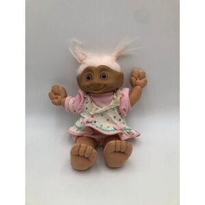 Vintage plush troll doll with gem belly button